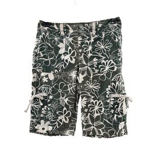 Gloria Vanderbilt Cargo Shorts Womens 4P Petite Floral Green Cotton Tropical Y2K
